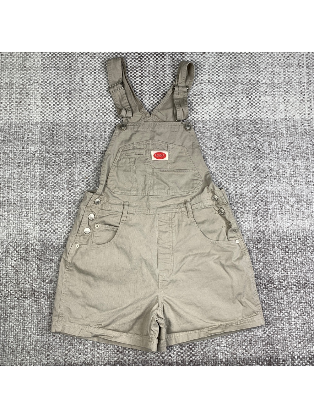 Revolt Clothing Co Khaki Cotton Short Overalls Medium